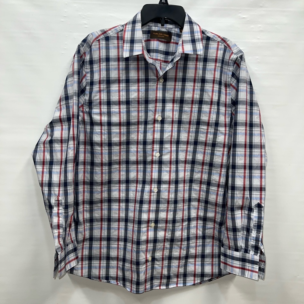 Fairlane & Sons Shirt Mens Large Multicolor Long Sleeve 100% Cotton Short